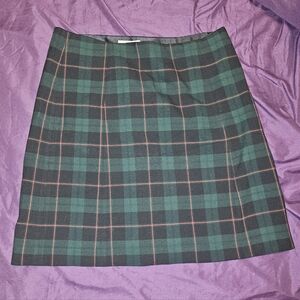 Babaton Green and Black Plaid Mini Skirt with Pink Windowpane